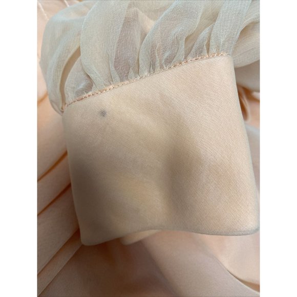 VTG Lee Jordan Orange Long High Neck Back Zip Lined Sheer Sleeve Dress M - Picture 12 of 12